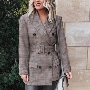 Plaid Belted Blazer